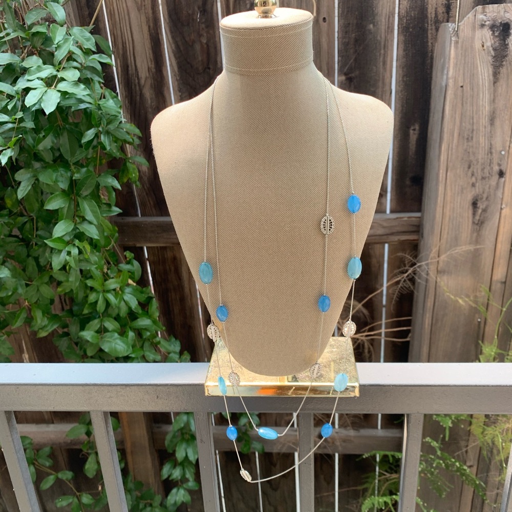 Double stranded turquoise stone necklace